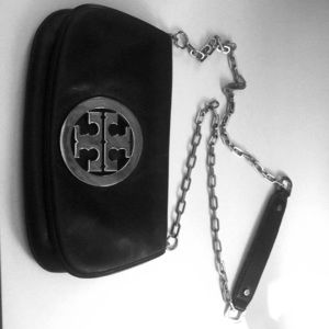 Tory Burch Silver Logo clutch Bag